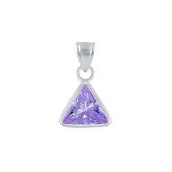 Wholesale 6mm Triangle Cubic Zirconia Sterling Silver Pendant - JD2460