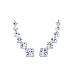 Wholesale Sterling Silver Curved Line Crystal Ear Climbers - JD2855