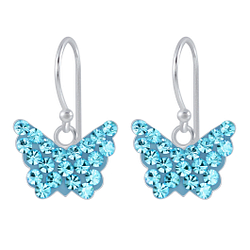 Wholesale Sterling Silver Butterfly Crystal Earrings - JD2872