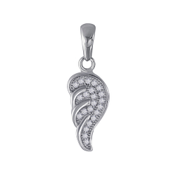 Wholesale Sterling Silver Angel Wing Cubic Zirconia Pendant - JD3046