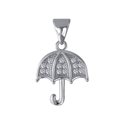 Wholesale Sterling Silver Umbrella Cubic Zirconia Pendant - JD3047