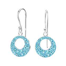 Wholesale Sterling Silver Round Crystal Earrings - JD3084