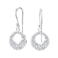 Wholesale Sterling Silver Round Crystal Earrings - JD3084