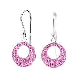 Wholesale Sterling Silver Round Crystal Earrings - JD3084