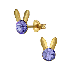 Wholesale Sterling Silver Rabbit Crystal Ear Studs - JD3086