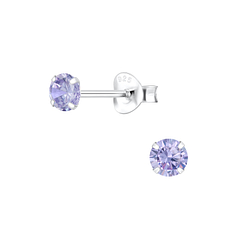 Wholesale 4mm Round Cubic Zirconia Sterling Silver Ear Studs - JD3163