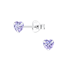 Wholesale 4mm Heart Cubic Zirconia Sterling Silver Ear Studs - JD1341