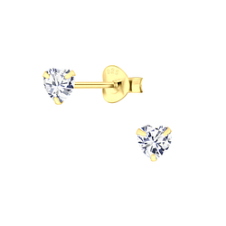 Wholesale 4mm Heart Cubic Zirconia Sterling Silver Ear Studs - JD3172