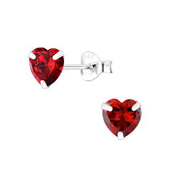 Wholesale 6mm Heart Cubic Zirconia Sterling Silver Ear Studs - JD1342