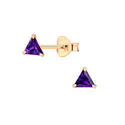 Wholesale 4mm Triangle Cubic Zirconia Ear Studs - JD3152