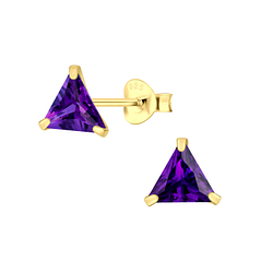 Wholesale 6mm Triangle Cubic Zirconia Ear Studs - JD3153