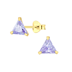 Wholesale 6mm Triangle Cubic Zirconia Ear Studs - JD3153