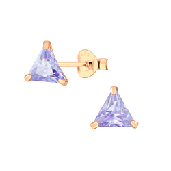 Wholesale 6mm Triangle Cubic Zirconia Ear Studs - JD3154