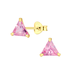 Wholesale 6mm Triangle Cubic Zirconia Ear Studs - JD3153