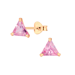 Wholesale 6mm Triangle Cubic Zirconia Ear Studs - JD3154