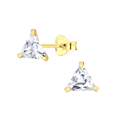 Wholesale 6mm Triangle Cubic Zirconia Ear Studs - JD3153