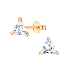 Wholesale 6mm Triangle Cubic Zirconia Ear Studs - JD3154