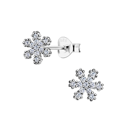 Wholesale Sterling Silver Snowflake Cubic Zirconia Ear Studs - JD3094