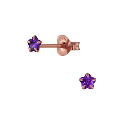 Wholesale 3mm Flower Cubic Zirconia Sliver Ear Studs - JD3179