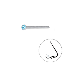 Wholesale 1.8mm Round Crystal Sterling Silver Nose Stud - JD3310