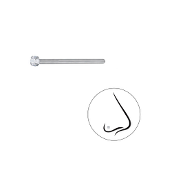 Wholesale 1.5mm Round Cubic Zirconia Sterling Silver Nose Stud - JD3300