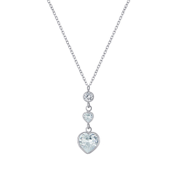 Wholesale Sterling Silver Heart Cubic Zirconia Necklace - JD3433