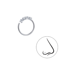 Wholesale Crystal Sterling Silver Nose Ring - JD3415