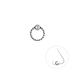 Wholesale 8mm Sterling Silver Twisted Ball Closure Ring - JD3340