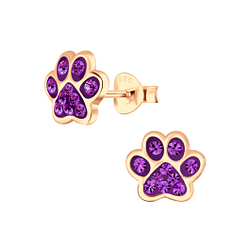 Wholesale Sterling Silver Paw Print Ear Studs - JD4085