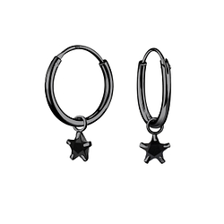Wholesale 4mm Star Cubic Zirconia Sterling Silver Charm Ear Hoops - JD4595