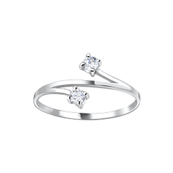 Wholesale Sterling Silver Two Stone Sterling Silver Ring - JD4062