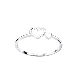 Wholesale Sterling Silver Double Heart Ring - JD4543
