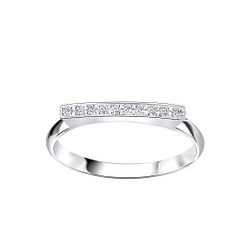 Wholesale Sterling Silver Bar Cubic Zirconia Ring - JD4577