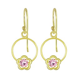 Wholesale Sterling Silver Flower Wire Crystal Earrings - JD4030