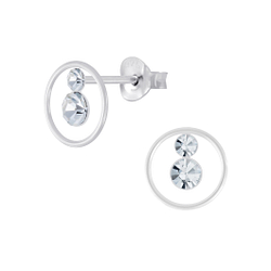 Wholesale Sterling Silver Circle Crystal Ear Studs - JD4027