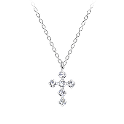 Wholesale Sterling Silver Cross Crystal Necklace - JD5161