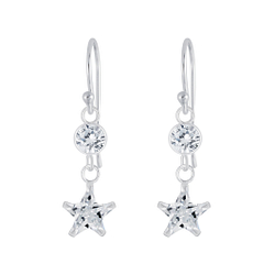 Wholesale Sterling Silver Star Cubic Zirconia Earrings - JD5393