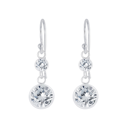 Wholesale Sterling Silver Round Cubic Zirconia Earrings - JD5559