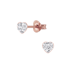 Wholesale Sterling Silver Heart Crystal Ear Studs - JD5573