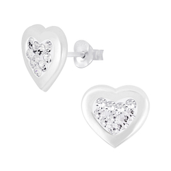 Wholesale Sterling Silver Heart Ear Studs - JD5341