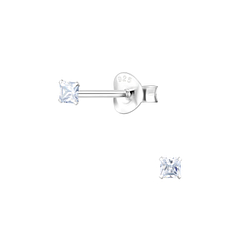 Wholesale 2mm Square Cubic Zirconia Sterling Silver Ear Studs - JD5413 Wholesale 2mm Square Cubic Zirconia Sterling Silver Ear Studs - JD5413