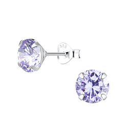 Wholesale 7mm Round Cubic Zirconia Sterling Silver Ear Studs - JD5411