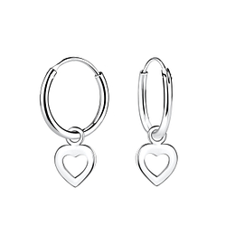 Wholesale Sterling Silver Heart Charm Ear Hoops - JD5319