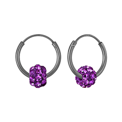 Wholesale Sterling Silver Crystal Ball Ear Hoops - JD5442