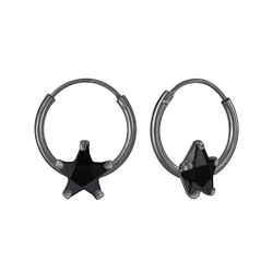 Wholesale 6mm Star Cubic Zirconia Sterling Silver Ear Hoops - JD3673