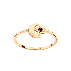 Wholesale Sterling Silver Star Moon Crystal Ring - JD5811 Wholesale Sterling Silver Star Moon Crystal Ring - JD5811