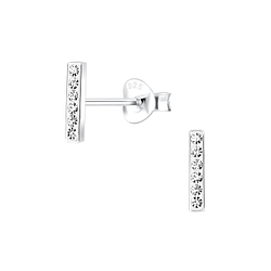 Wholesale Sterling Silver Crystal Bar Ear Studs - JD6405