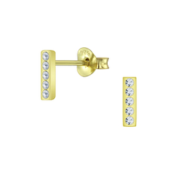 Wholesale Sterling Silver Bar Crystal Ear Studs - JD6484