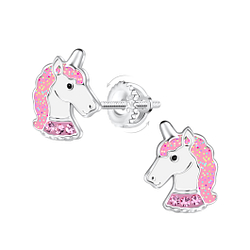 Wholesale Sterling Silver Unicorn Screw Back Ear Studs - JD6279