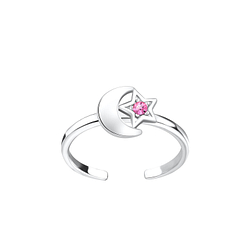 Wholesale Sterling Silver Moon and Star Toe Ring - JD6245